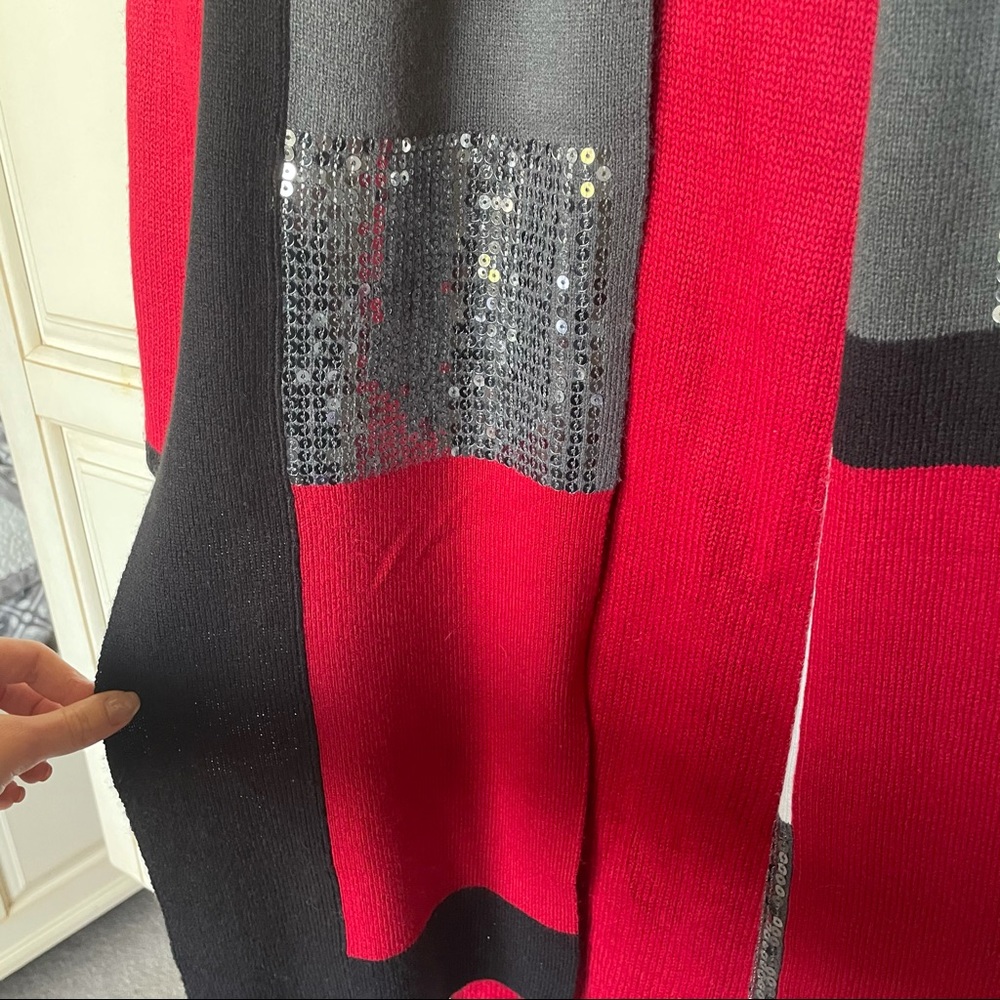 Style & Co Red Color Block Sparkly Sweater Dress - image 2
